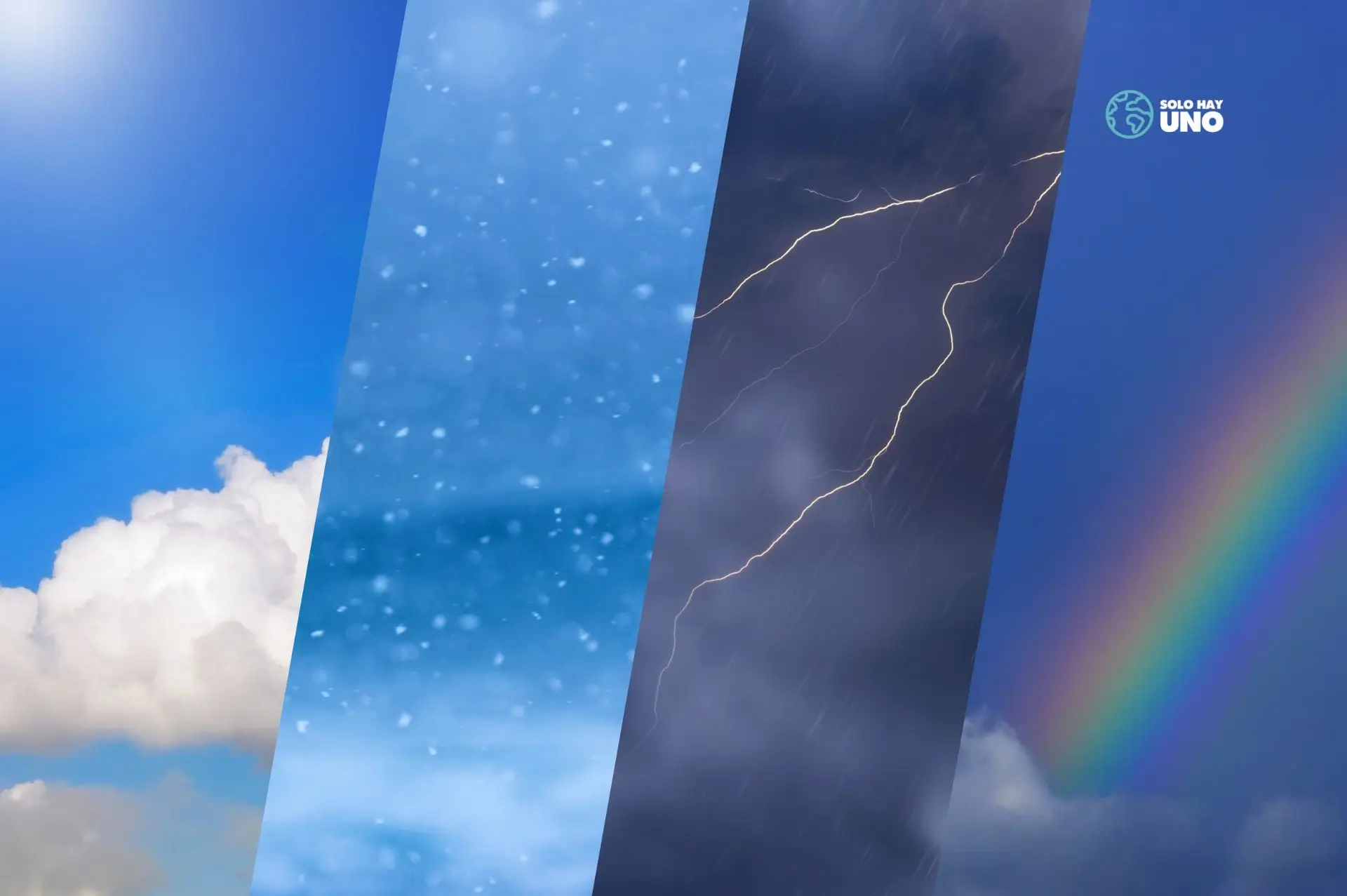 Controlar el clima - Diferentes estados climatológicos, nubes, rayos, lluvia, arco iris