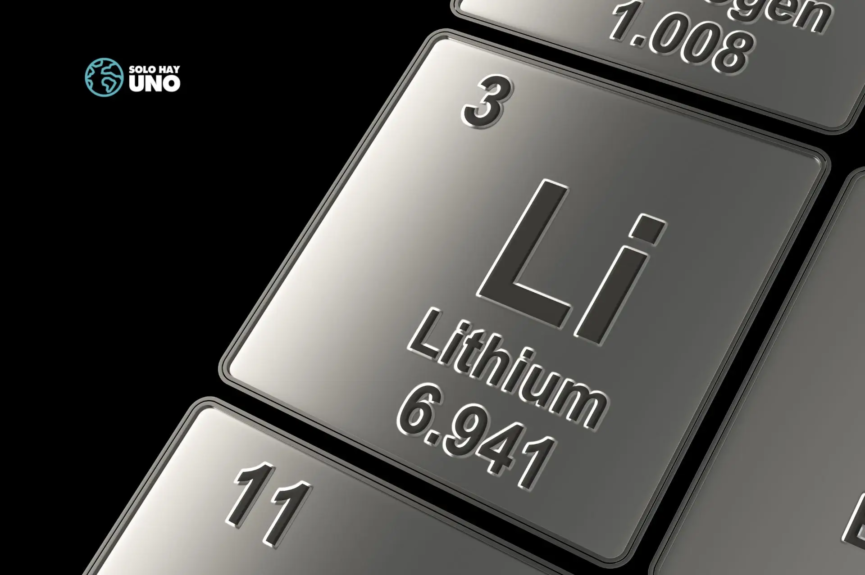 tierras raras y materiales críticos. En la imagen se ve el elemento de la tabla periódica Litio