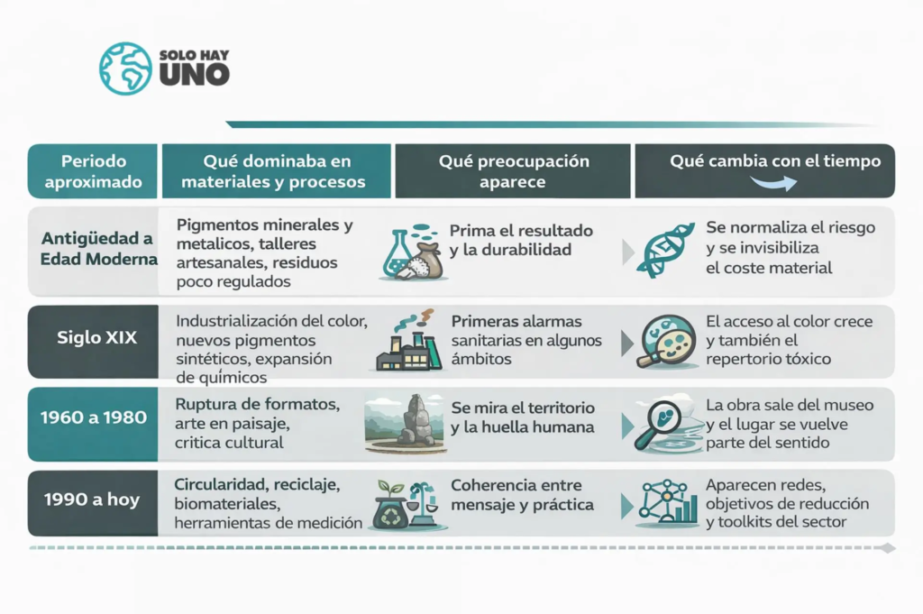 infografía arte sostenible evolución de pigmentos en el arte
