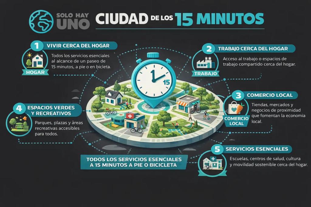 Ciudad de los 15 minutos infografía Solo Hay Uno