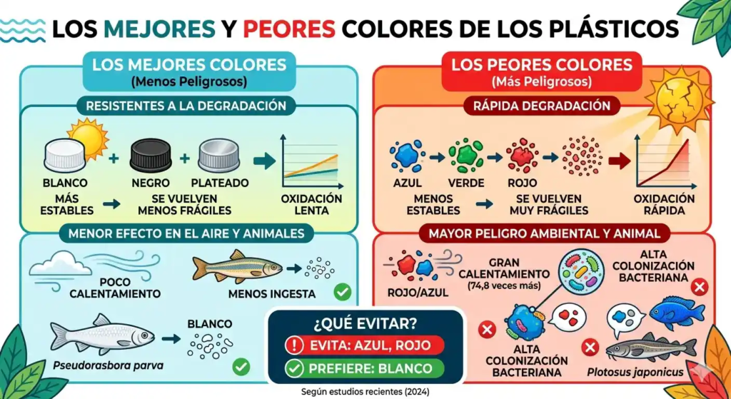 Los colores de los microplásticos no son solo estética: algunos se degradan antes y calientan más Sostenibilidad - Solo Hay Uno El color de los microplásticos. Los microplásticos azules y rojos suelen ser los más perjudiciales