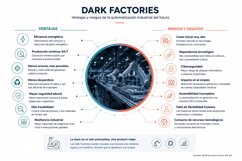 Ventajas y retos de las dark factory