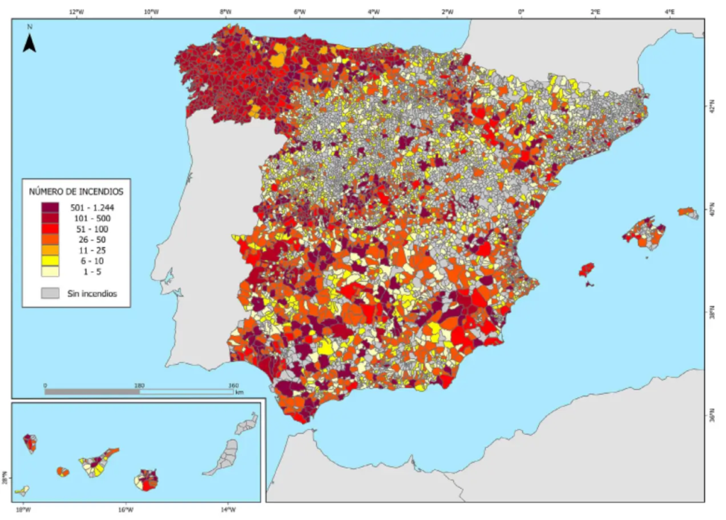 Un mapa para entender un problema: la desertificación Sostenibilidad - Solo Hay Uno Frecuencia de incendios por municipio