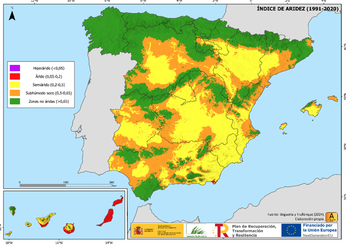 Un mapa para entender un problema: la desertificación Sostenibilidad - Solo Hay Uno Índice de aridez en España mapa gráfico