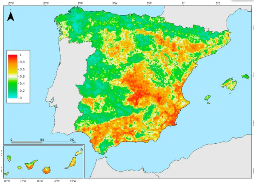 Un mapa para entender un problema: la desertificación Sostenibilidad - Solo Hay Uno Mapa de probabilidad de desertificación en España