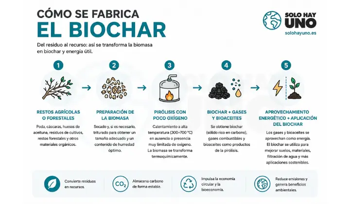 Biochar, ¿qué es y cómo convierte residuos en carbono estable? Sostenibilidad - Solo Hay Uno Cómo se fabrica el biochar